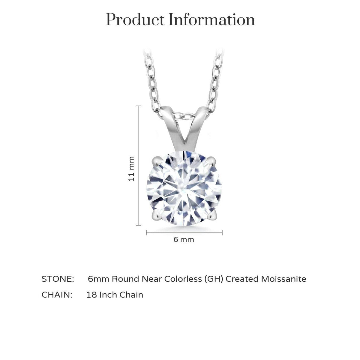 Collier solitaire en moissanite VossAgin