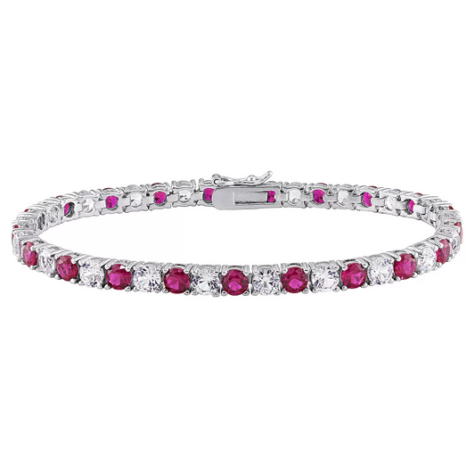 Pulsera de tenis de rubíes y zafiros VossAgin