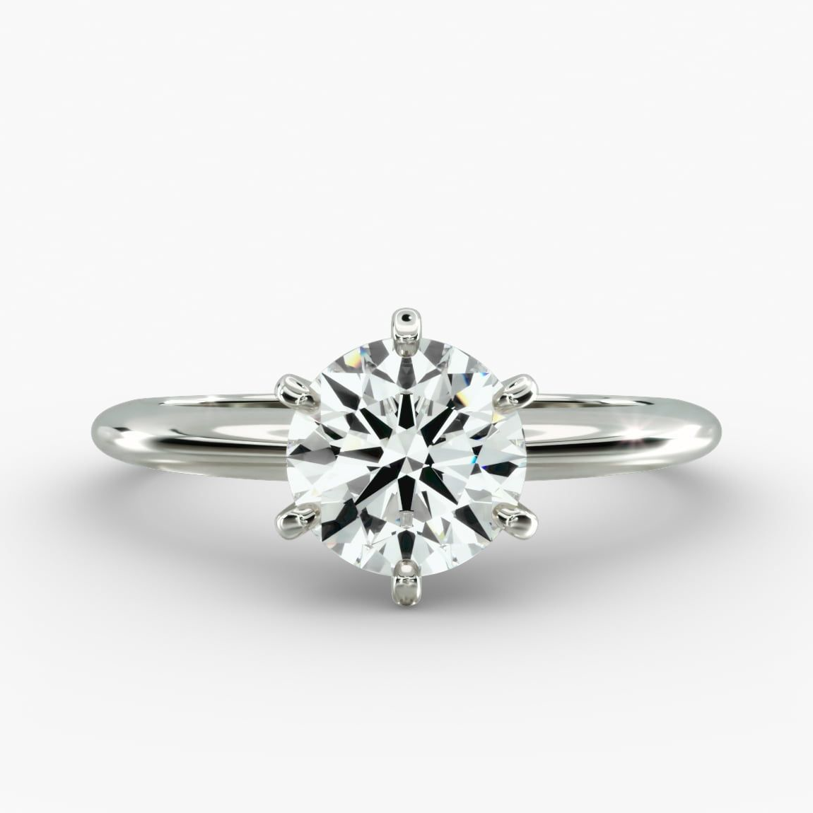 VossAgin - 3.00 CTW AGI Certified Round Lab Grown Diamond Six Prong Solitaire Engagement Ring - F-VS Clarity in 14K White Gold - 8.5