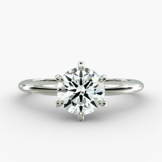 VossAgin - 3.00 CTW AGI Certified Round Lab Grown Diamond Six Prong Solitaire Engagement Ring - F-VS Clarity in 14K White Gold - 8.5