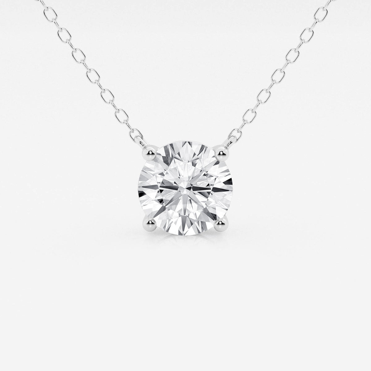VossAgin - 2.00 CTW Lab Grown Round F/G VS1 Diamond Floating Solitaire Pendant in 14K White or Yellow Gold – AGI Certified - White Gold