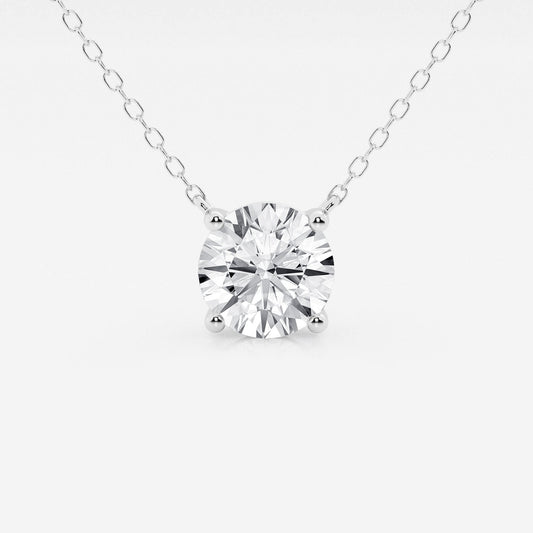 VossAgin - 2.00 CTW Lab Grown Round F/G VS1 Diamond Floating Solitaire Pendant in 14K White or Yellow Gold – AGI Certified - White Gold
