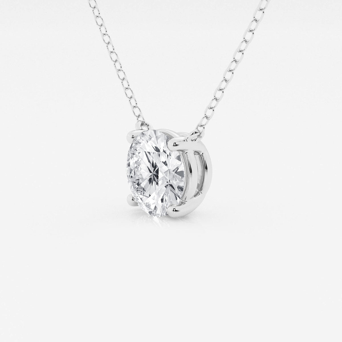 VossAgin - 3.00 ct Lab Grown Round Diamond Floating Solitaire Pendant in 14K White or Yellow Gold – AGI Certified - White Gold