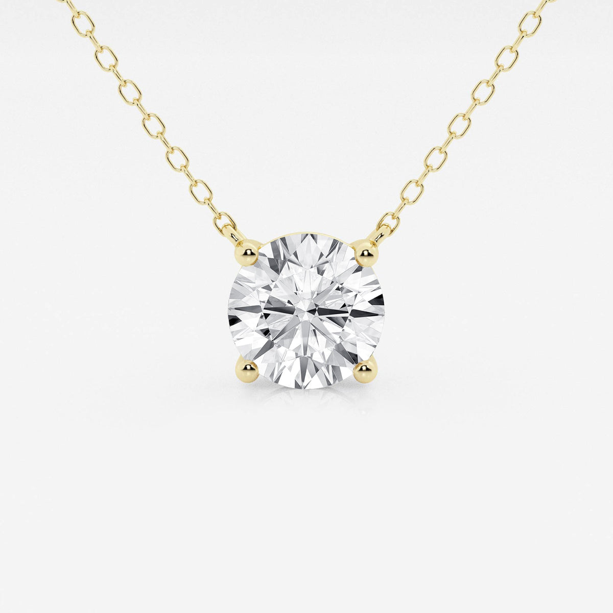 VossAgin - 2.00 CTW Lab Grown Round F/G VS1 Diamond Floating Solitaire Pendant in 14K White or Yellow Gold – AGI Certified - Yellow Gold