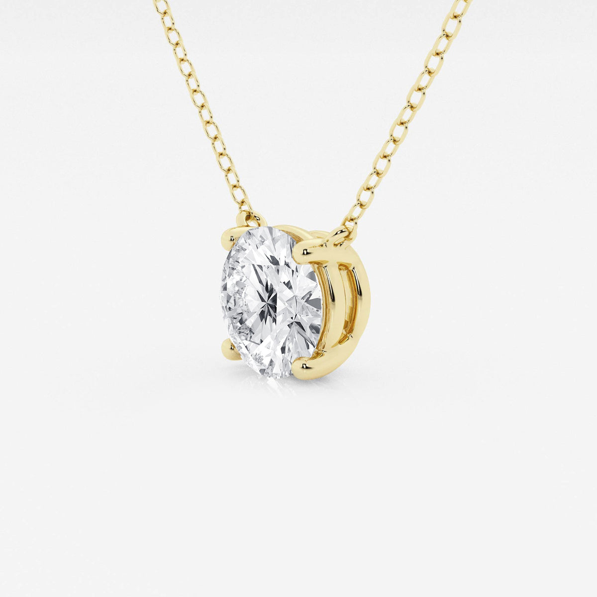 VossAgin - 3.00 ct Lab Grown Round Diamond Floating Solitaire Pendant in 14K White or Yellow Gold – AGI Certified - Yellow Gold