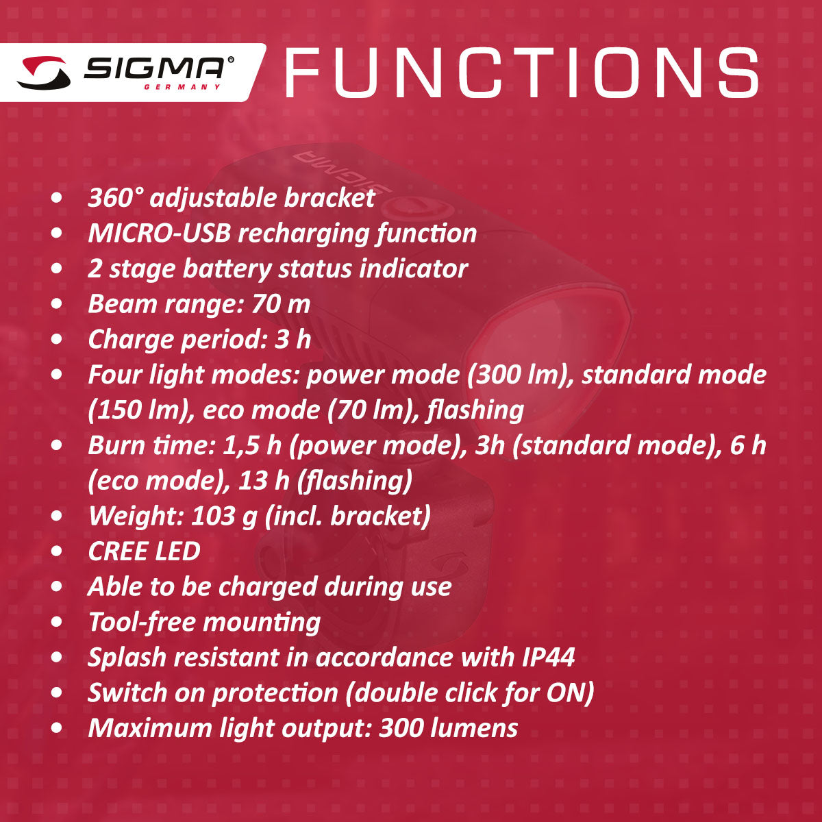 Sigma Buster 300 Bicycle Light