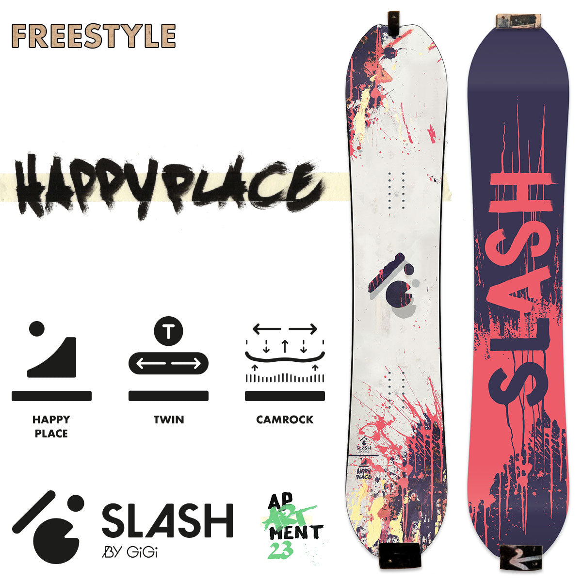 Snowboard Slash Happy Place