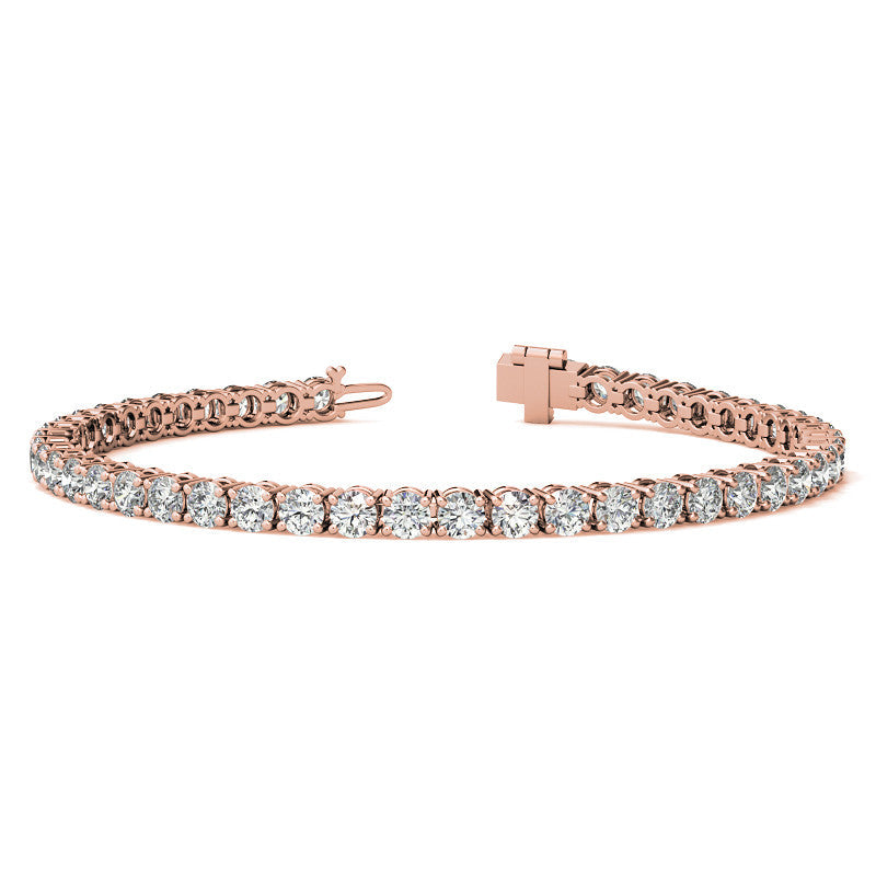 VossAgin - 6ctw Created Moissanite Tennis Bracelet - 3mm Stones - 14K Gold Overlay in White, Yellow or Rose Gold - Rose gold