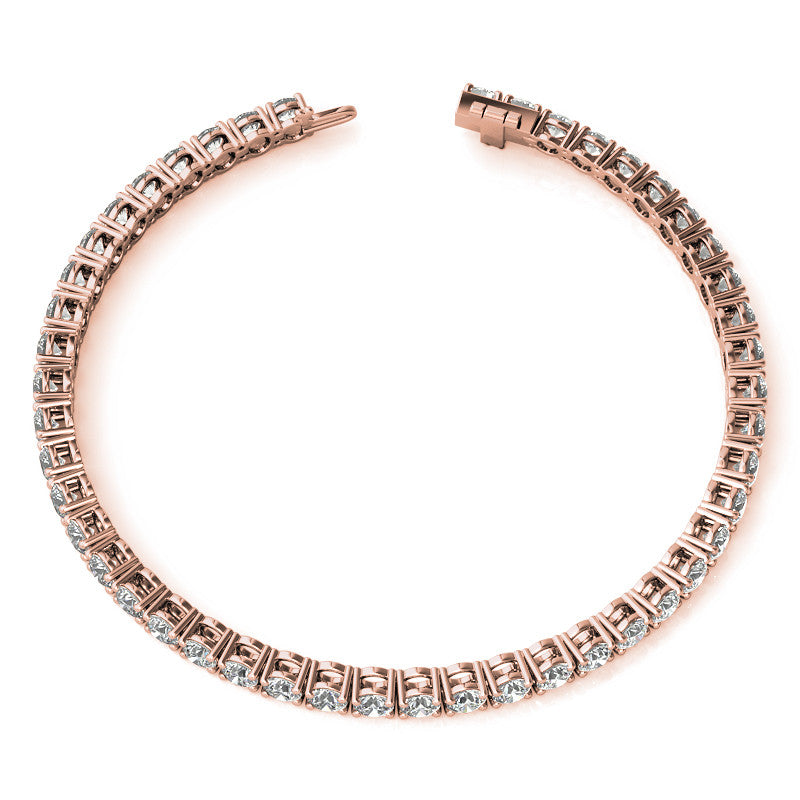 VossAgin - 6ctw Created White Sapphire Tennis Bracelet - 3mm Stones - 14K Gold Overlay in White, Yellow or Rose Gold - Rose gold
