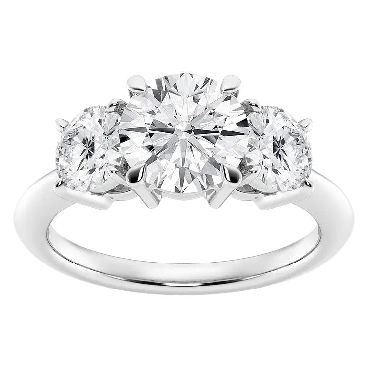 VossAgin - AGI Certified 2 CTW Classic Three-Stone Round Lab Grown Diamond (G-VS) Engagement Ring in 14K White Gold - 8.5