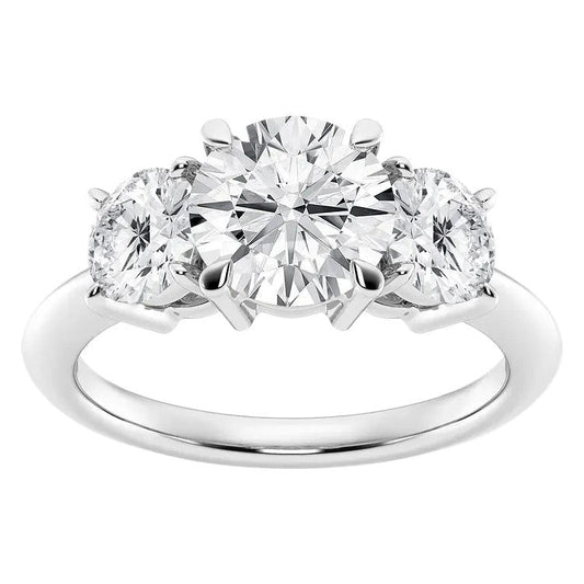 VossAgin - AGI Certified 2 CTW Classic Three-Stone Round Lab Grown Diamond (G-VS) Engagement Ring in 14K White Gold - 8.5