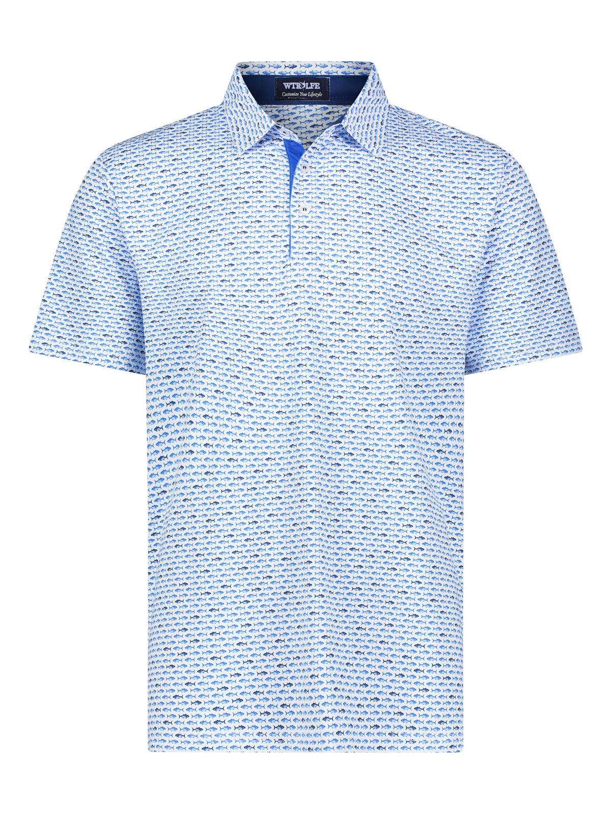 White Water Life Thunfisch Performance Polo Hellblau Marineblau