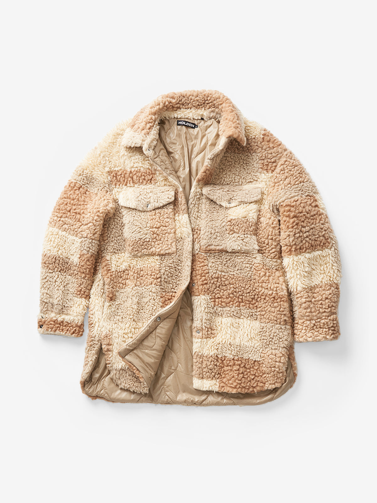 Holden Outerwear Wattierte Woll-Sherpa-Hemdjacke - Natural Mix