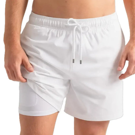 Arctic White Hybrid Short, Compression Lined Swim and Resort Trunk