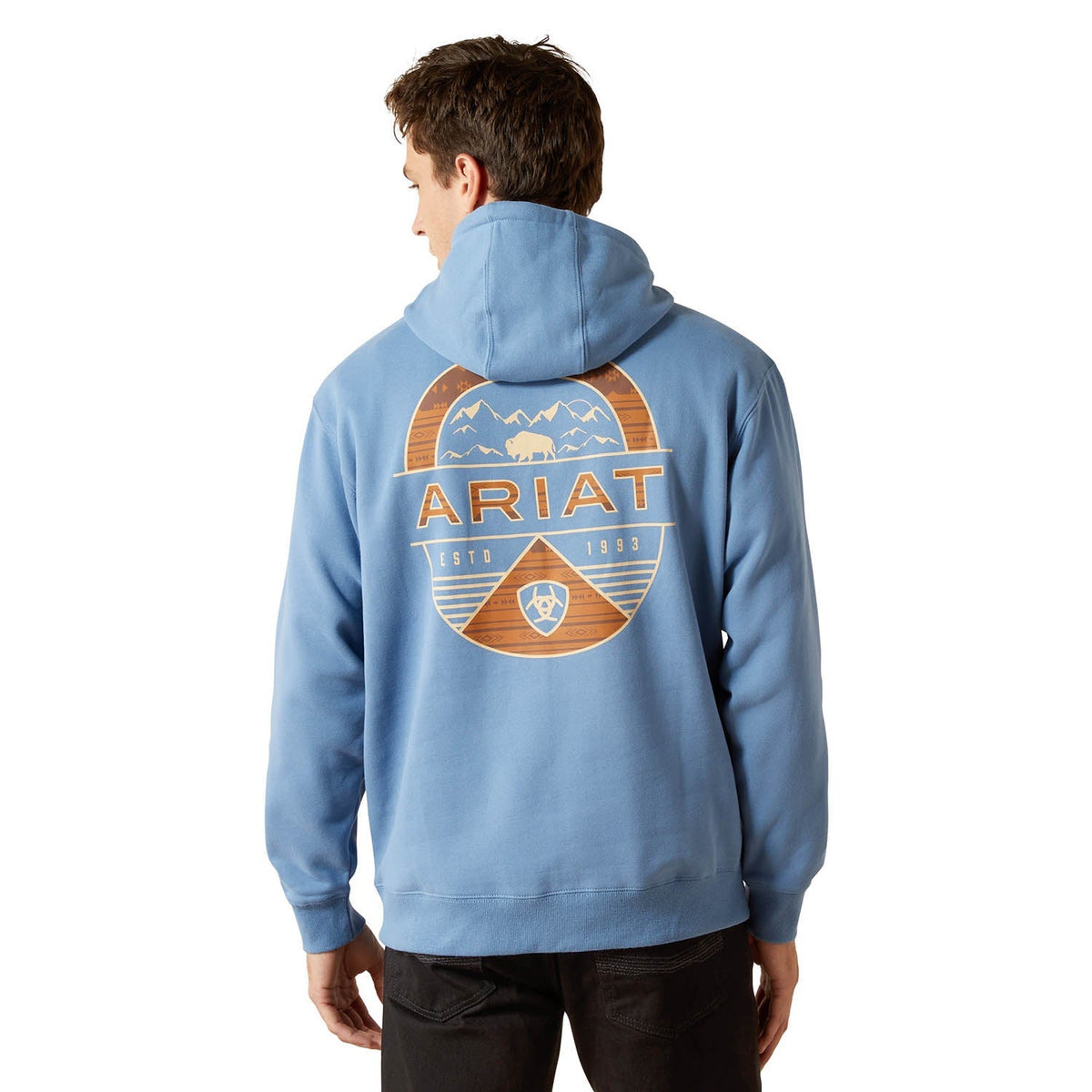 Ariat Fleece Logo Pullover Hoodie Southwest Simple Bone Brown