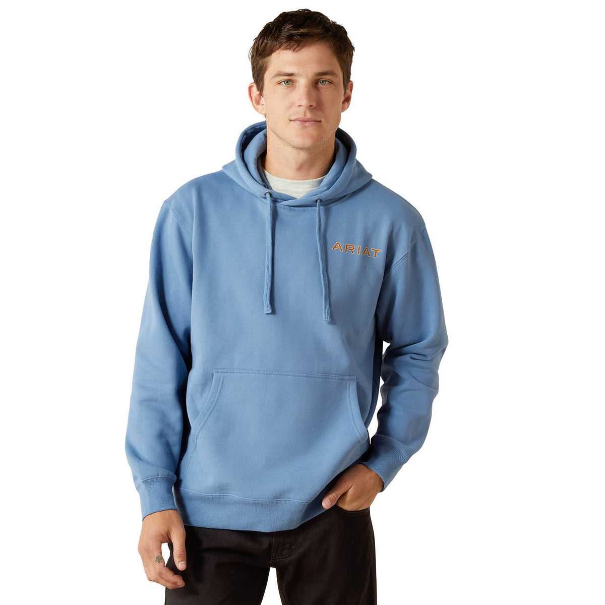Ariat Fleece Logo Pullover Hoodie Southwest Simple Bone Brown