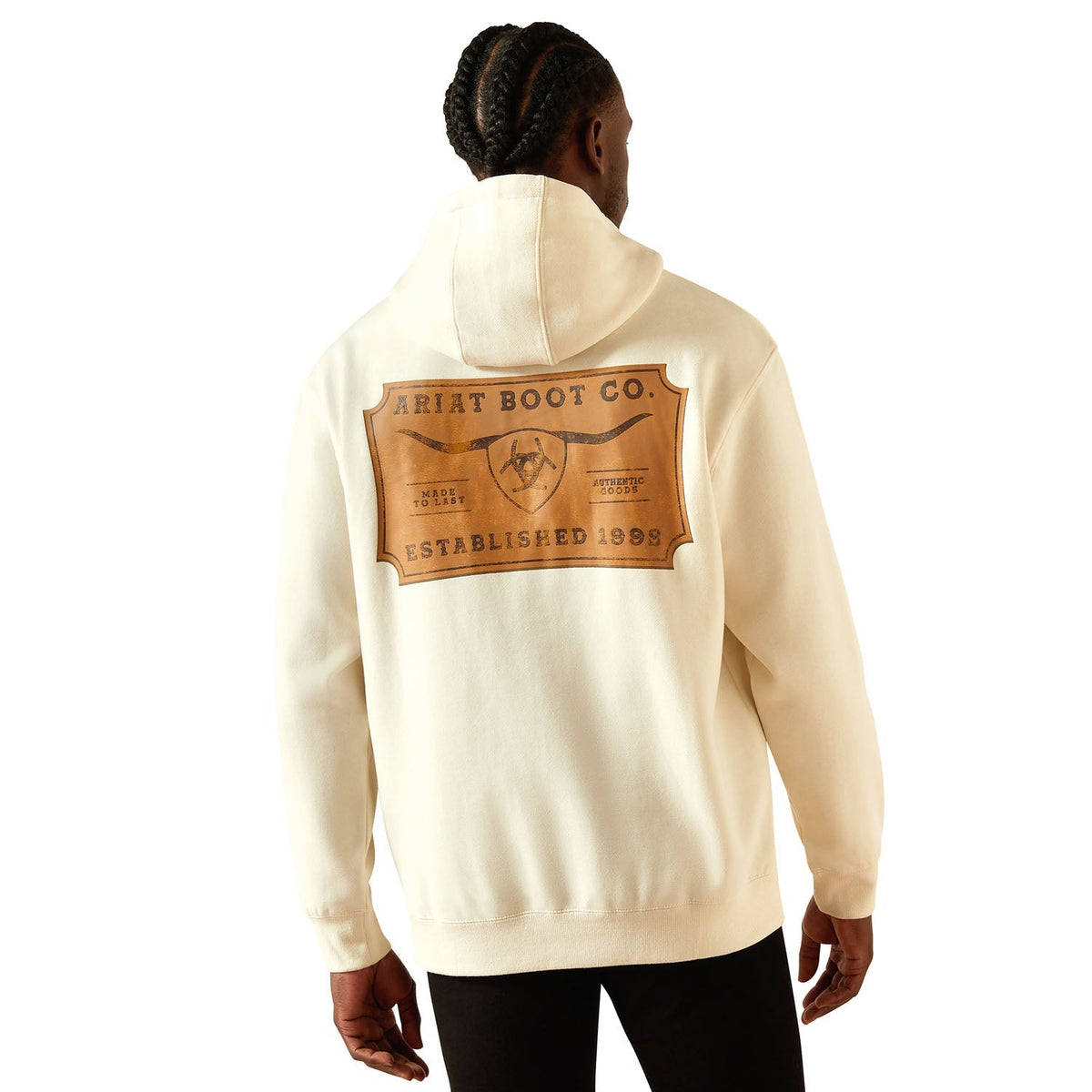Ariat Fleece Logo Pullover Hoodie Southwest Simple Bone Brown