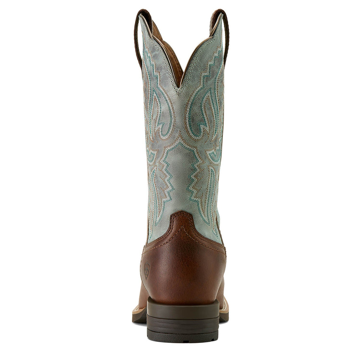 Jeffers - Ariat Womens Hybrid Ranchwork Wide Square Toe Leather Western Work Boot - Peanut/Worn Denim with Brown - 6.5