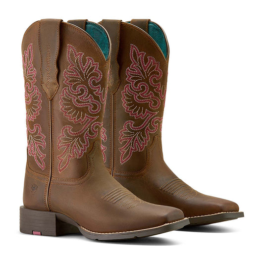 Jeffers - Ariat Women's Round Up Wide Square Toe StretchFit Boots - Sassy Brown - 6.5 - Pair