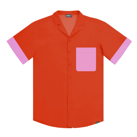 Coral Flame Men's Button Down Resort Shirt, Modern Fit