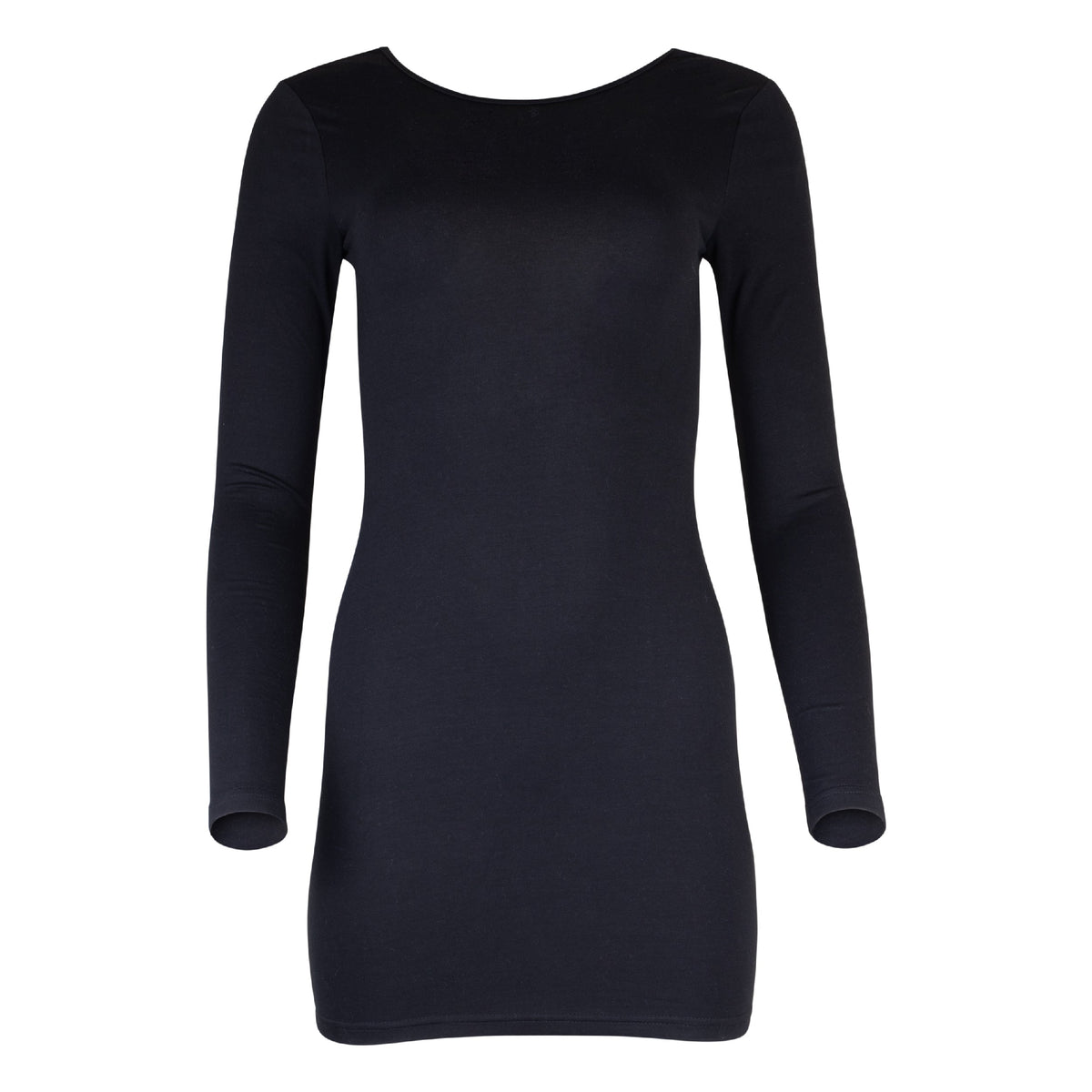 Jenna Long Sleeve Open Back Cotton Mini Dress - Black