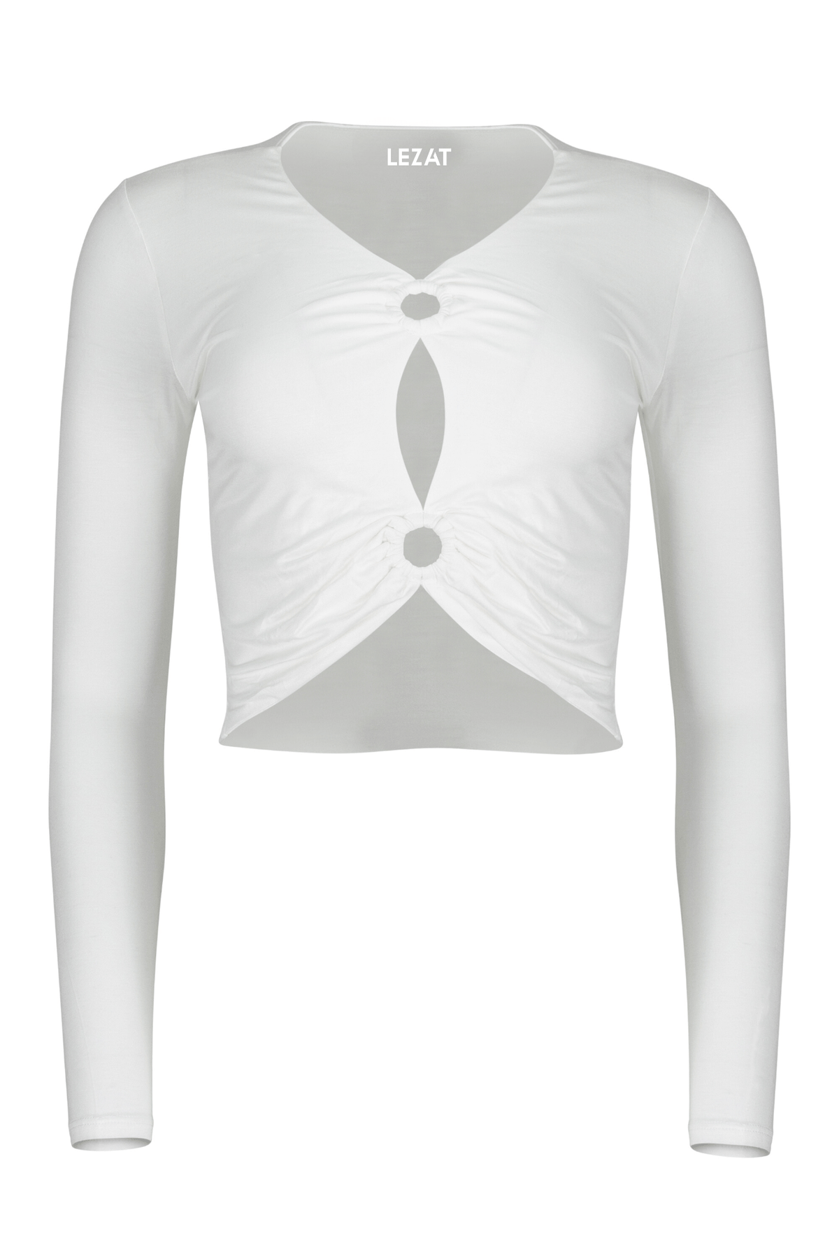 Melli Modal Cutout Long Sleeve Crop Top - White