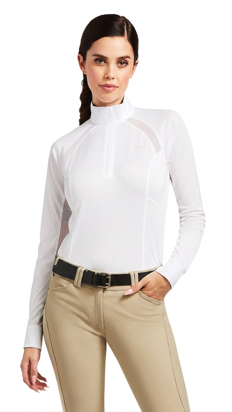 Ariat Women's Sunstopper 2.0 Quarter Zip Equestrian Show Shirt – UPF 50, Moisture-Wicking, Breathable Performance Top — Small / White — view 1