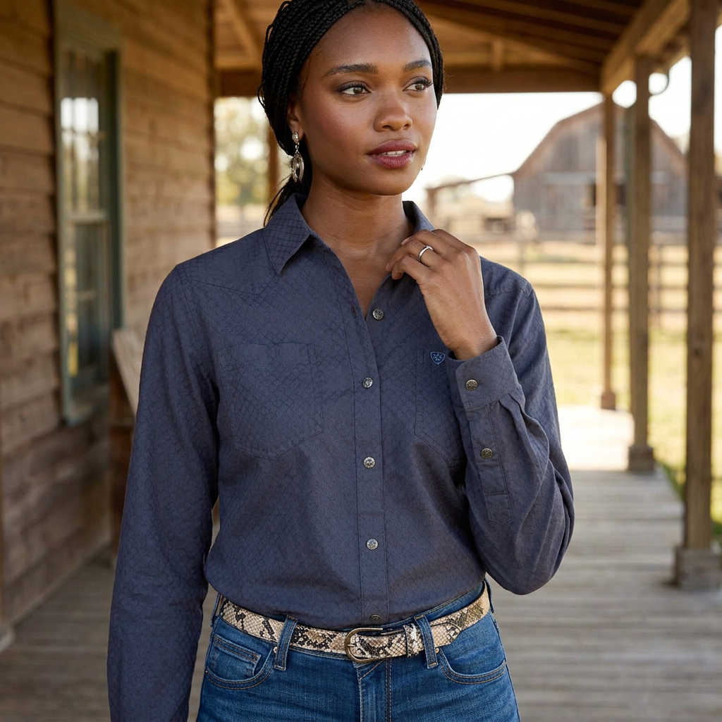 Ariat Billie Shirt — Ombre Blue Dobby / XSmall — view 1