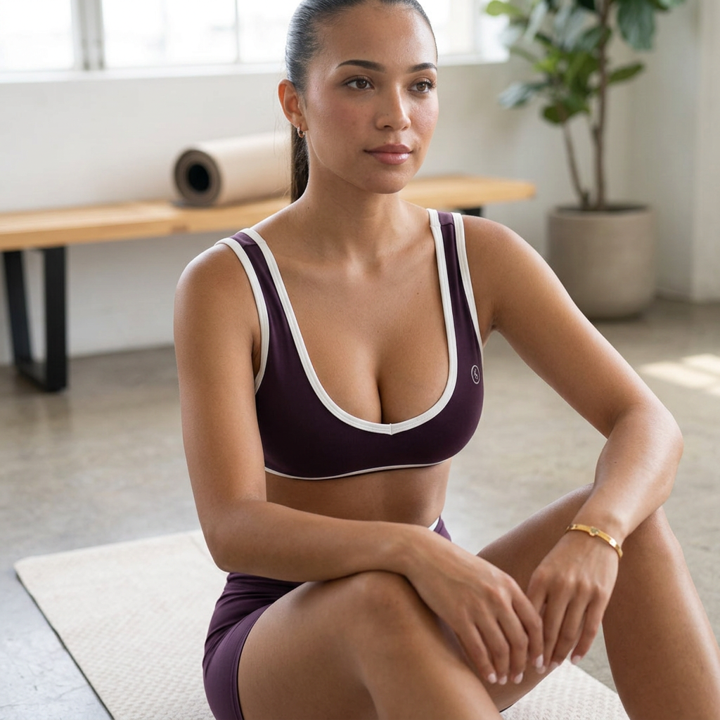 I Am Right Where I Need to Be Plum Butter Sports Bra — S — view 2