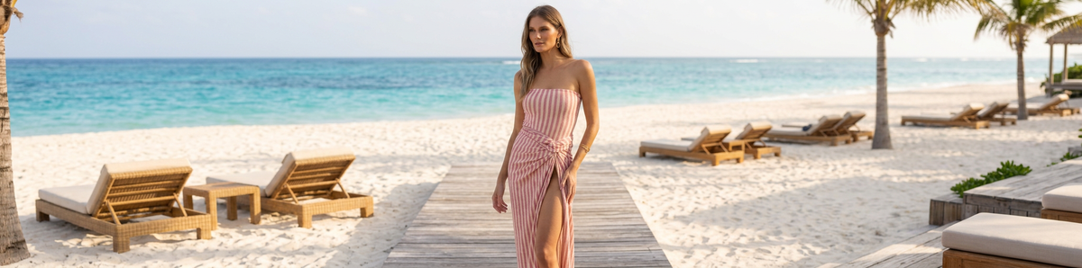 Acqua de Luxe Cristalle Sarong — Pink Stripes — view 4