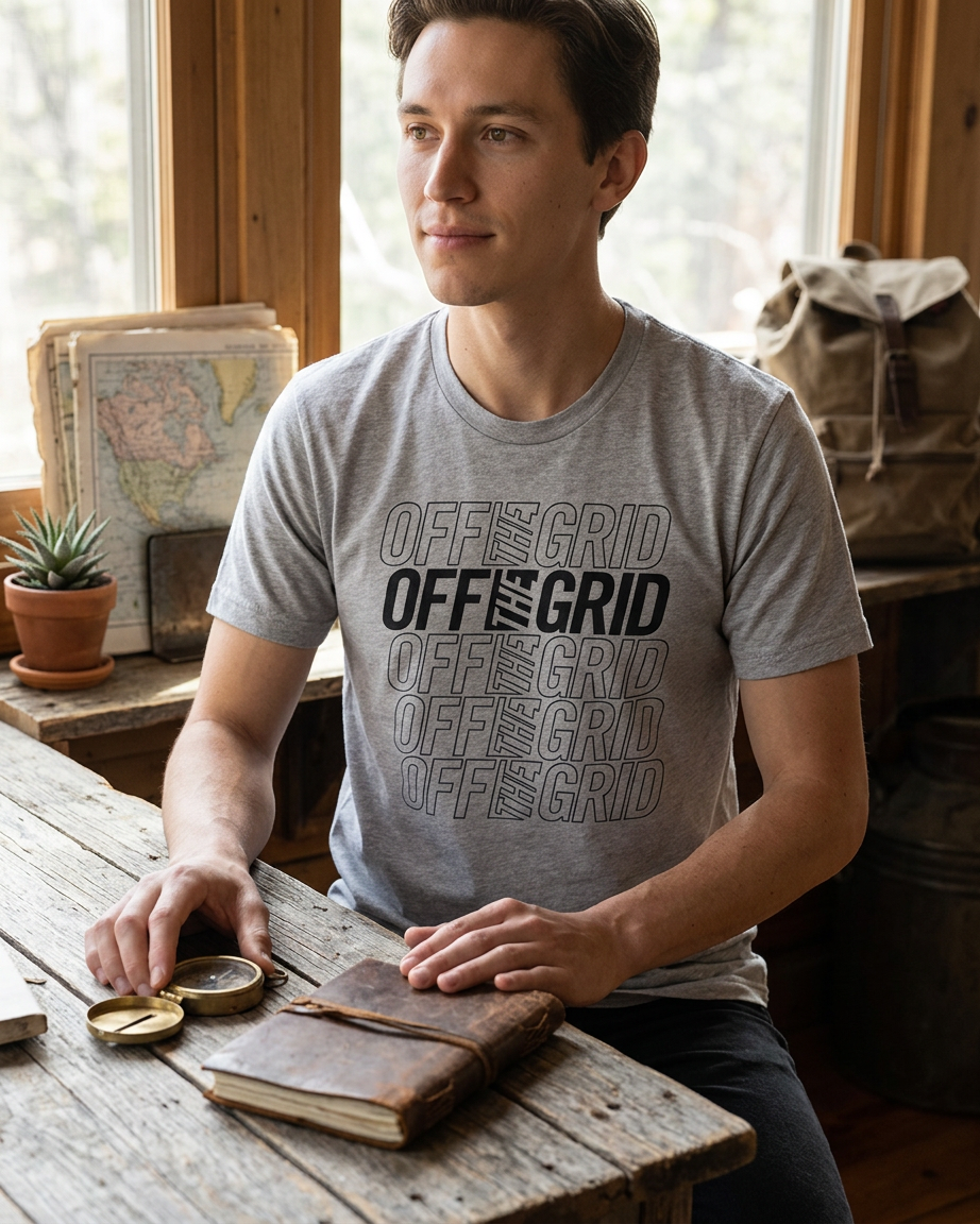 Off The Grid Surplus Stacked T-Shirt — Athletic Heather / XS — view 1