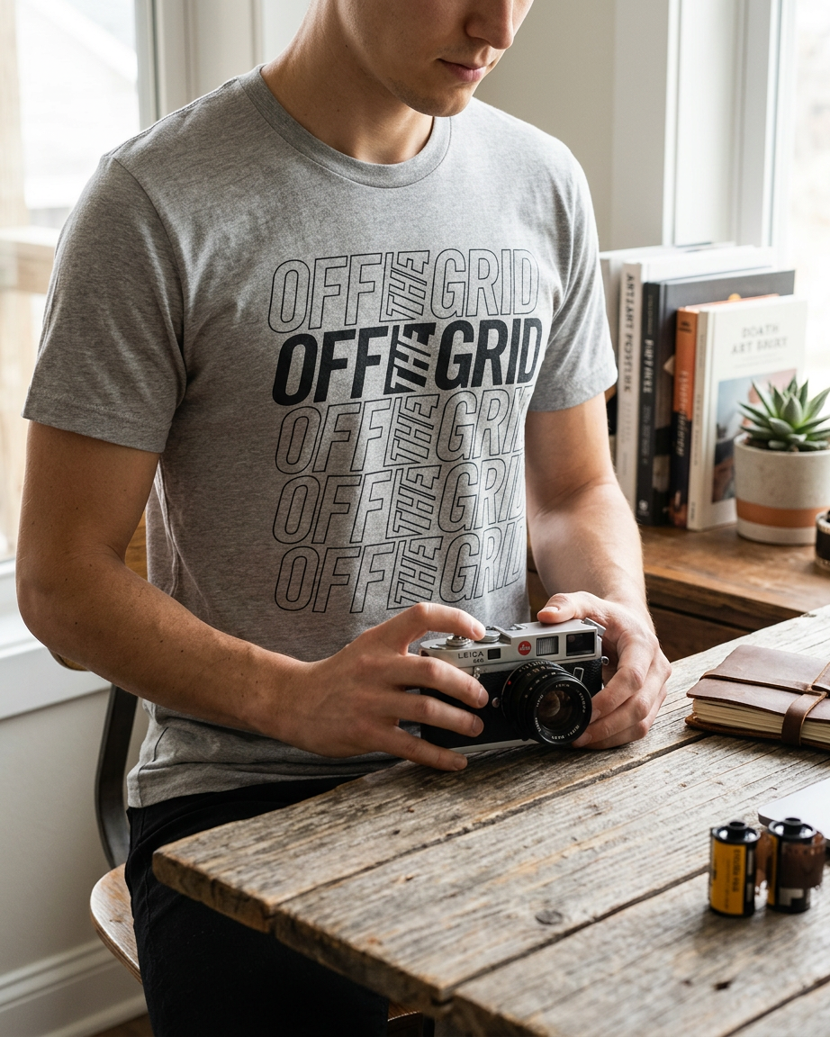 Off The Grid Surplus Stacked T-Shirt — Athletic Heather / XS — view 2