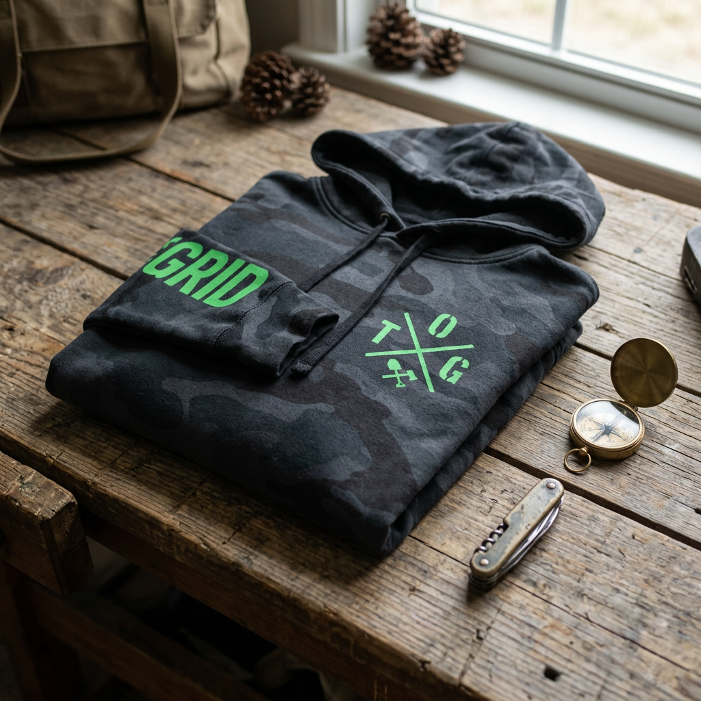 Off The Grid Surplus Crossed Up Hoodie — Black Camo / M — view 1