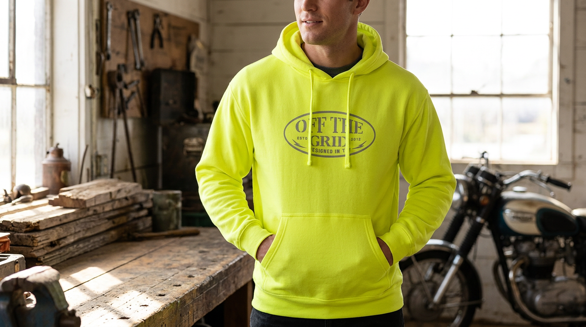 Off The Grid Surplus Grunge Hoodie — Safety Yellow / M — view 1