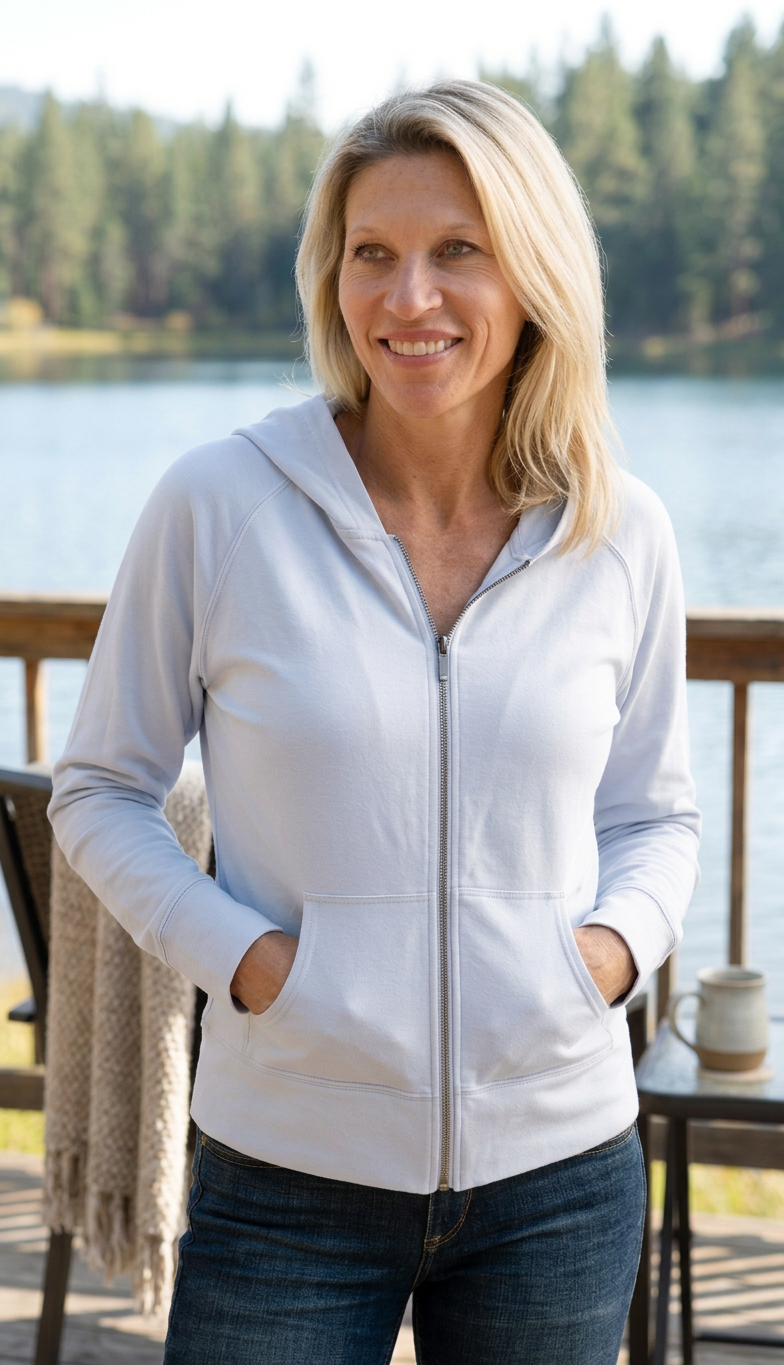 Spun Bamboo French Terry Zip Hoodie — Large / Arctic Ice — view 3
