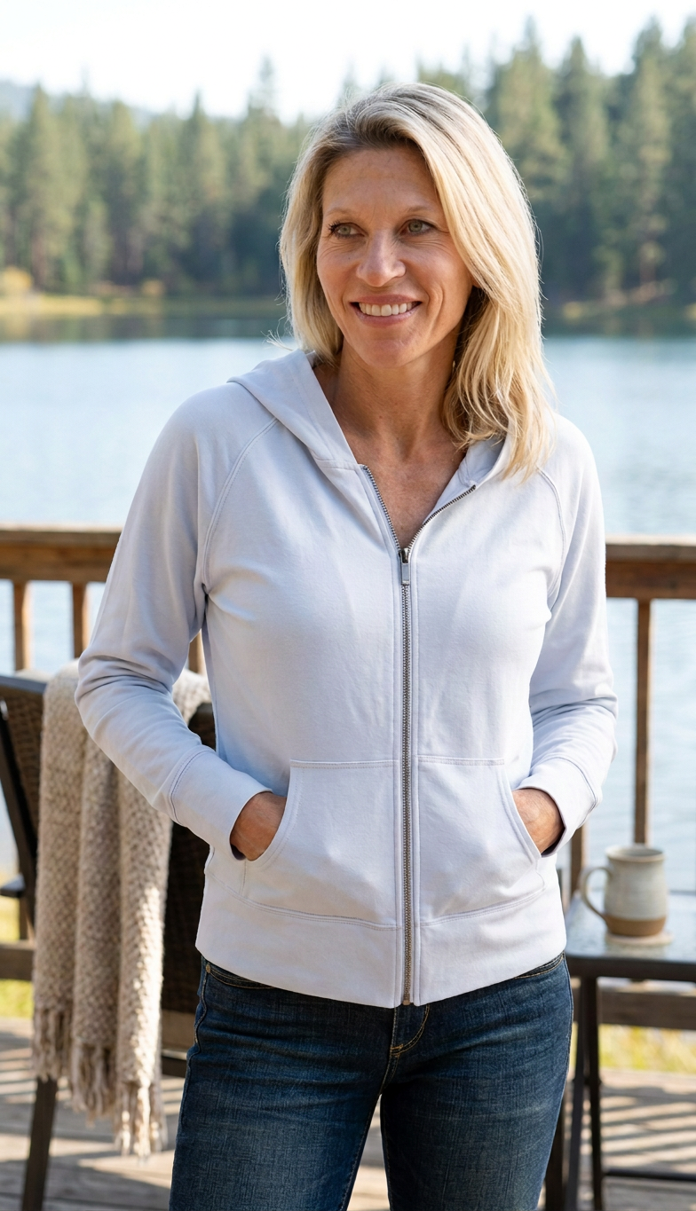Spun Bamboo French Terry Zip Hoodie — Large / Arctic Ice — view 4