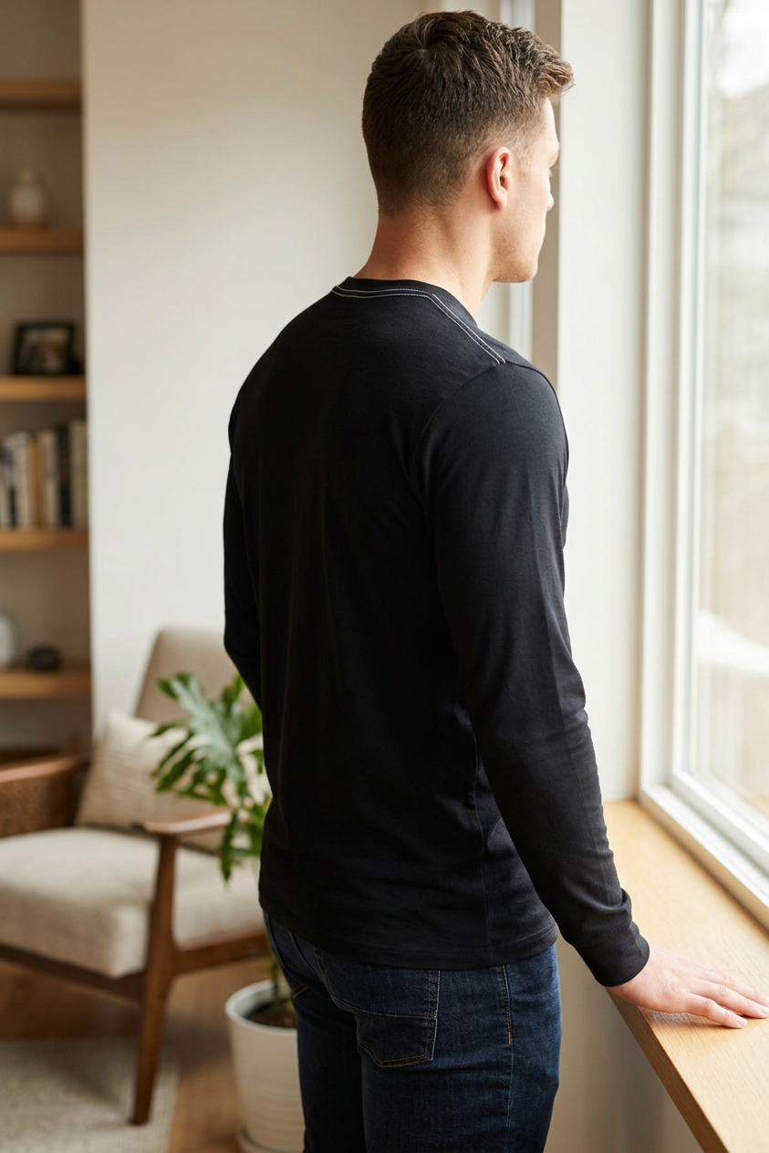Spun Bamboo Long Sleeve T-Shirt — Medium / Black — view 1