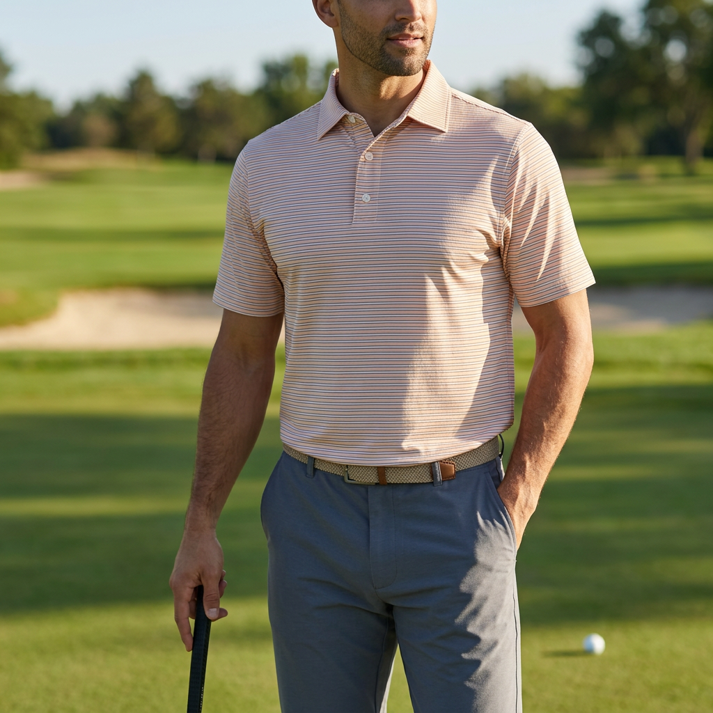 FootJoy Performance Polo #26624 — Peach/White/Coral / S — view 2