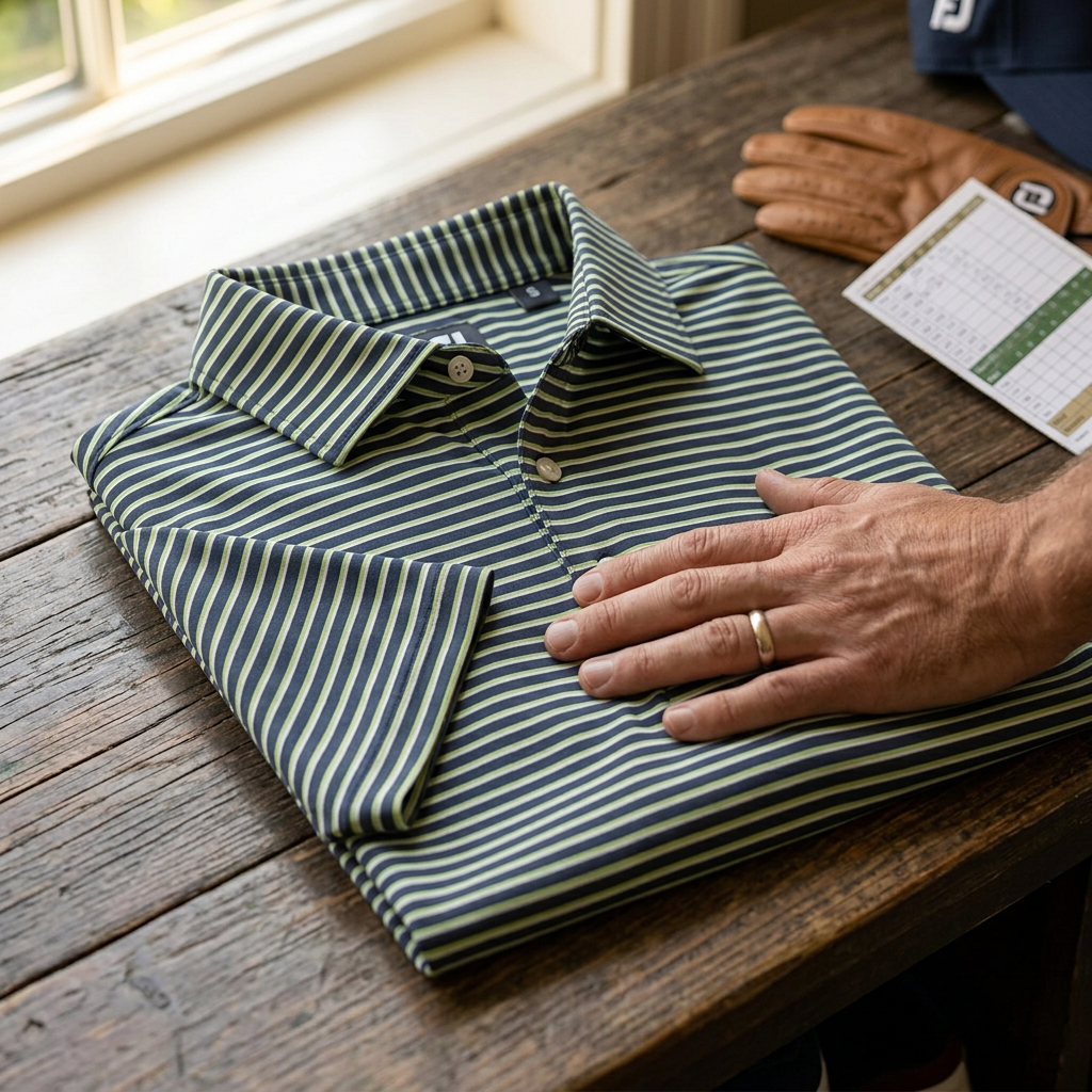 FootJoy Performance Polo #26621 — Navy/Lime/White / S — view 4