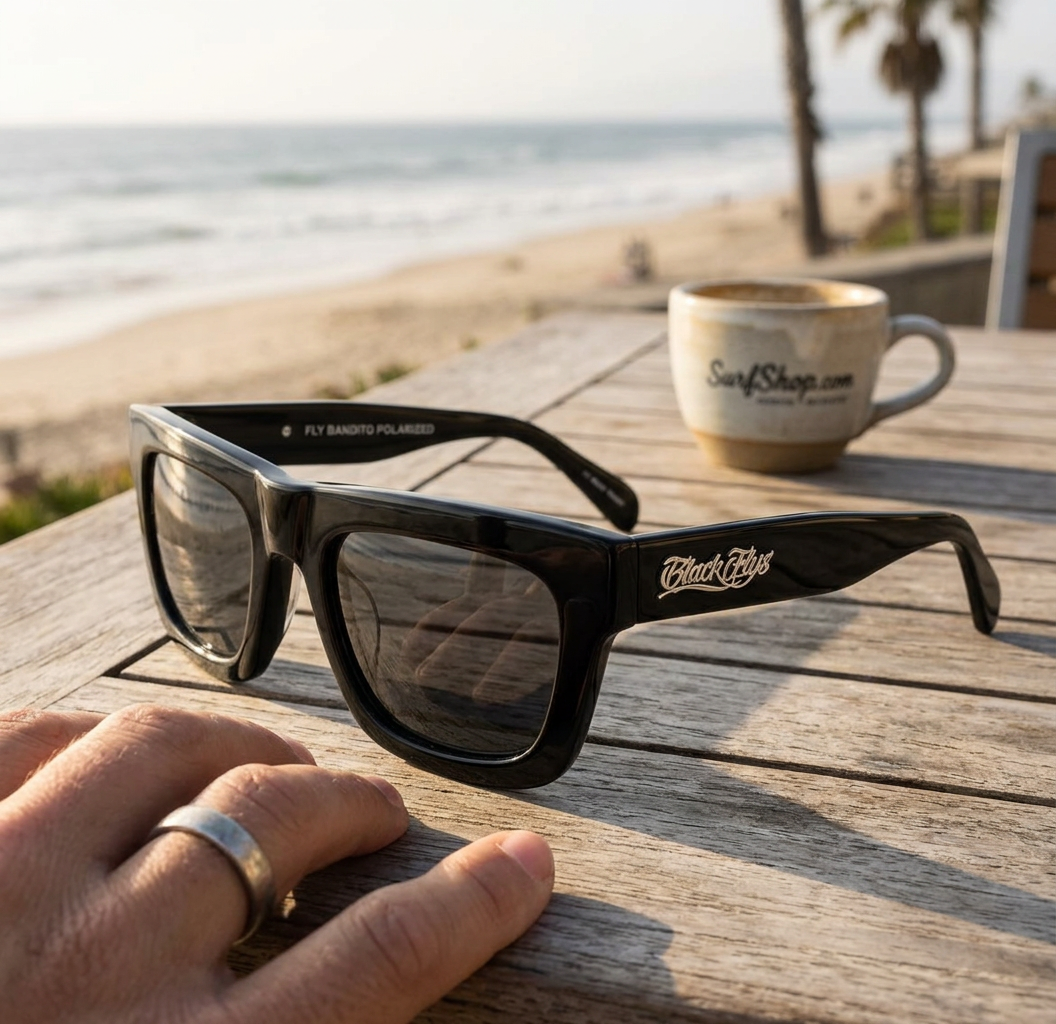 Black Flys Fly Bandito Shiny Black / Smoke Polarized Sunglasses — view 1