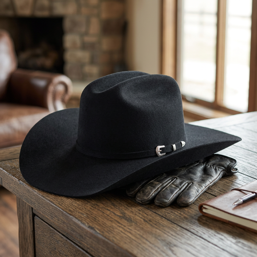 Ariat Select Double S with Buckle Set - (2X) Wool Cowboy Hat — 6 3/4 / Black — view 1