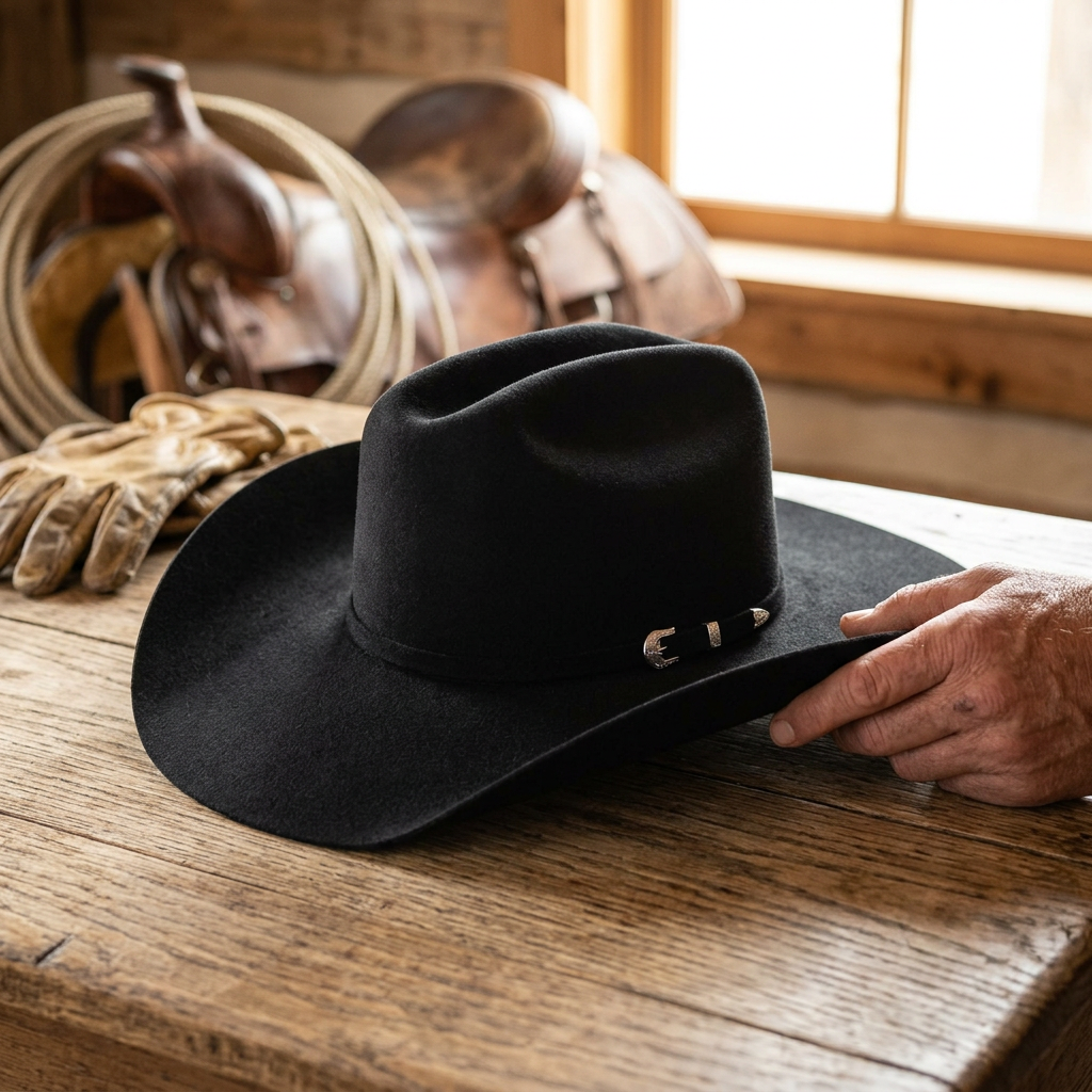 Ariat Select Double S - Wool Felt Cowboy Hat — 6 3/4 / Black — view 2