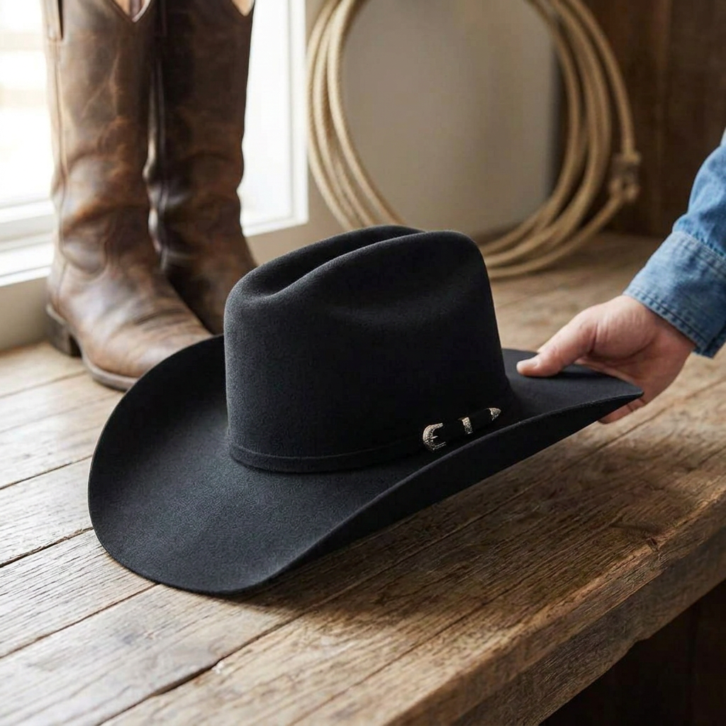 Ariat Select Double S - Wool Felt Cowboy Hat — 6 3/4 / Black — view 3