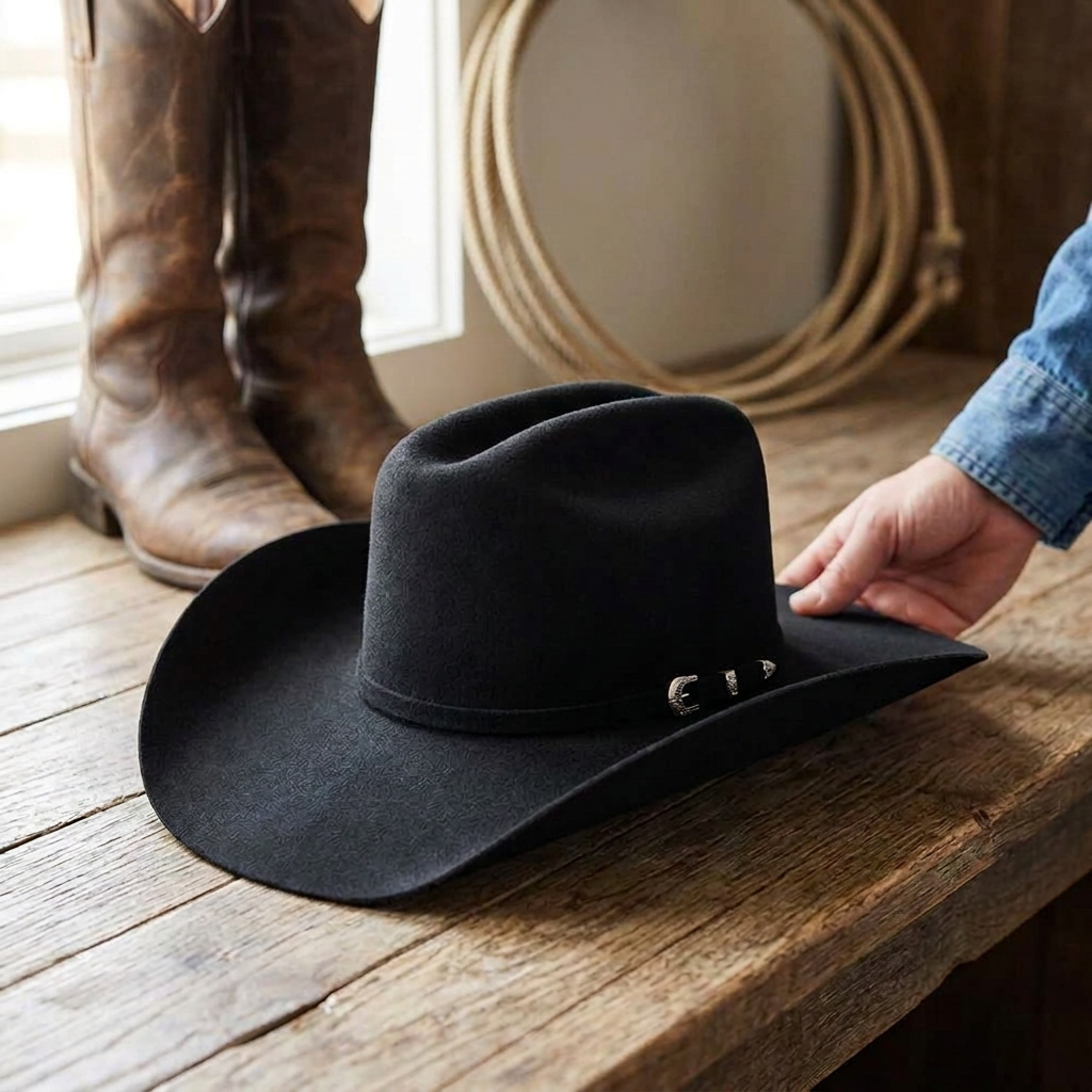 Ariat Select Double S - Wool Felt Cowboy Hat — 6 3/4 / Black — view 4