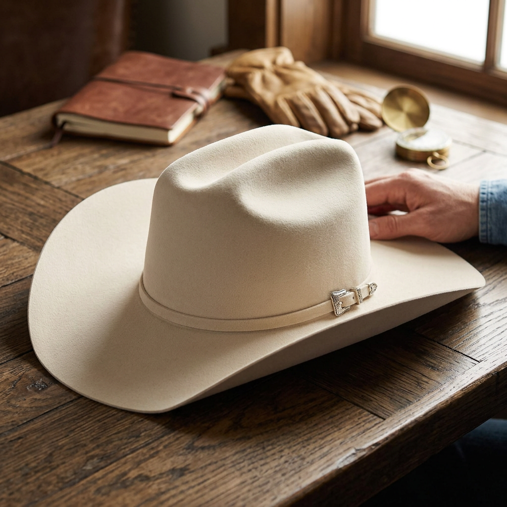 Ariat Cattleman with Buckle Set - (20X) Fur Felt Cowboy Hat — 7 / Bone — view 1