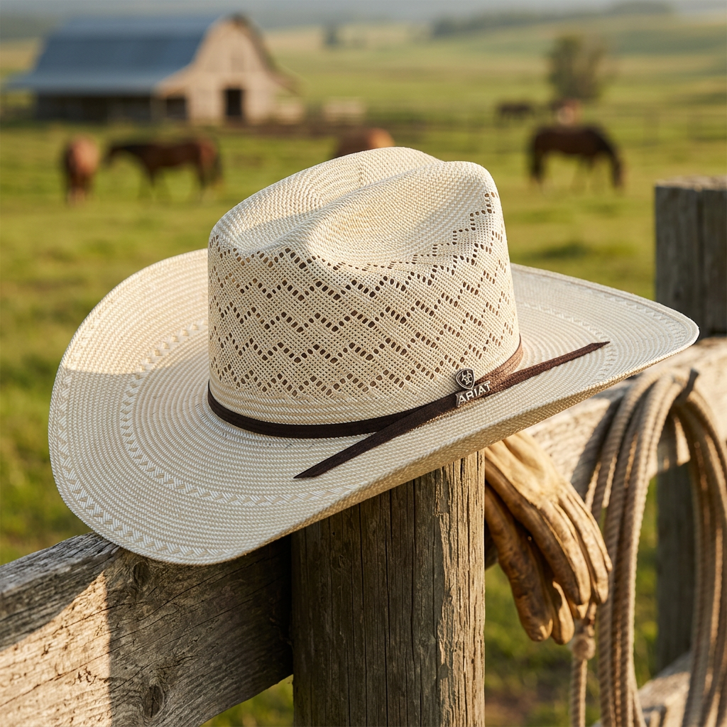 Ariat Cattleman (A73122) - (20X) Shantung Straw Cowboy Hat — 6 3/4 / Natural/Tan — view 2