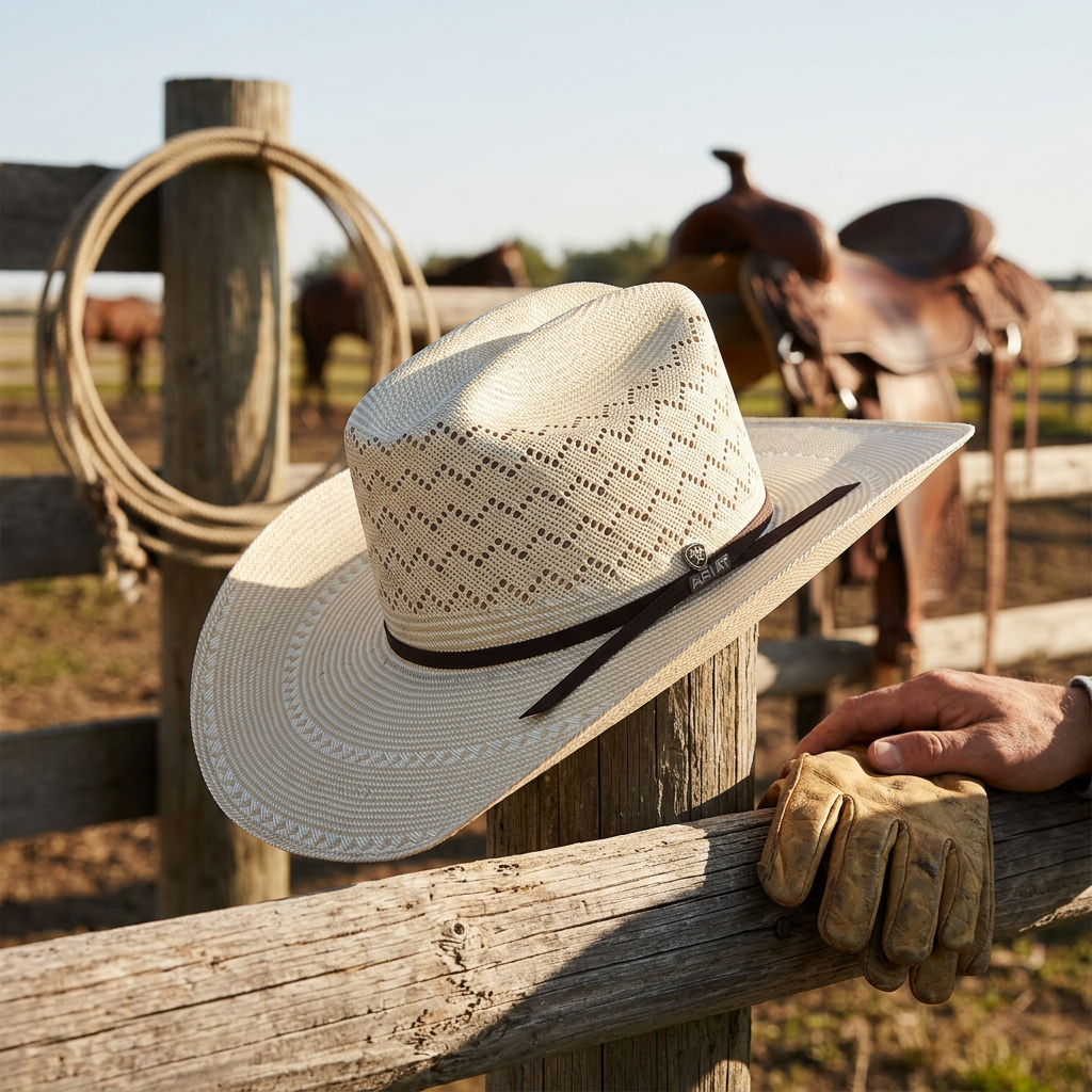 Ariat Cattleman (A73122) - (20X) Shantung Straw Cowboy Hat — 6 3/4 / Natural/Tan — view 3