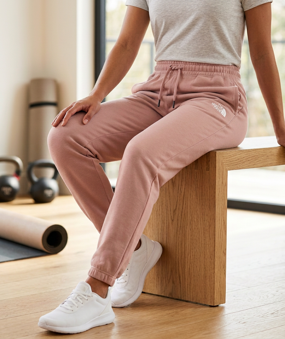 The North Face Core Sweatpants — Pink Moss/TNF White / Small — view 4
