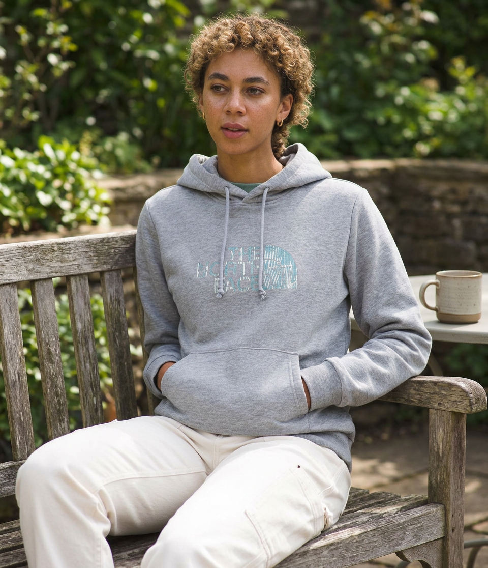 The North Face Women's Evolution Regenerative Ink Half Dome Hoodie | 2 Piece Hood With Drawcord, Kangaroo Hand Pocket — Pale Grey Heather / Large — view 1