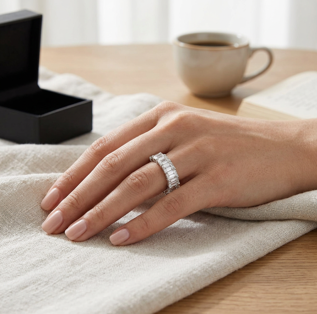 VossAgin Moissanite Eternity Band Ring — 5 — view 1
